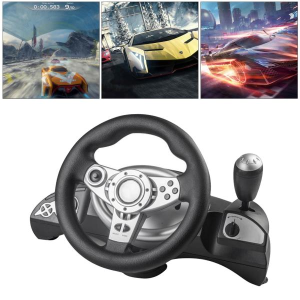 Usb振動カーレースゲームステアリングホイールペダル駆動PS4ためシミュレータ/PS3 pcブラック.270度回転は非常に便利に使用する.