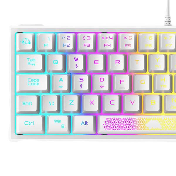 5レベルの光調整62キーゲームキーボード60％レイアウト3色プラグアンドプレイUSBK61有線RGBバックライト付きコンパクトタイピスト旅行
