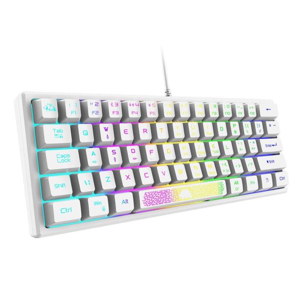 5レベルの光調整62キーゲームキーボード60％レイアウト3色プラグアンドプレイUSBK61有線RGBバックライト付きコンパクトタイピスト旅行