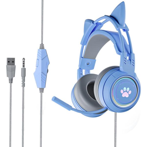 有線ゲーミングヘッドセットSy-G25、マイクUSB for PC for Android iOS for VR Blue