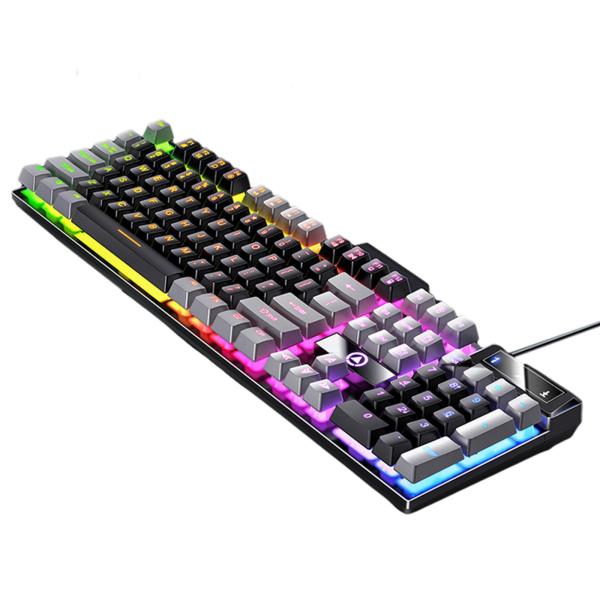 PCゲームオフィス用メカニカルゲーミングキーボードUSBRGBバックライトブラックグレー
