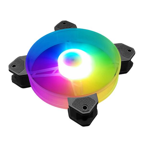 コンピュータケースCPUクーラー用120mmレインボーケースファンワイヤレスランプライトコントローラーなし