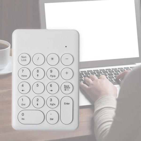 ポータブル18キー2.4Gワイヤレステンキー番号PC用テンキーホワイト