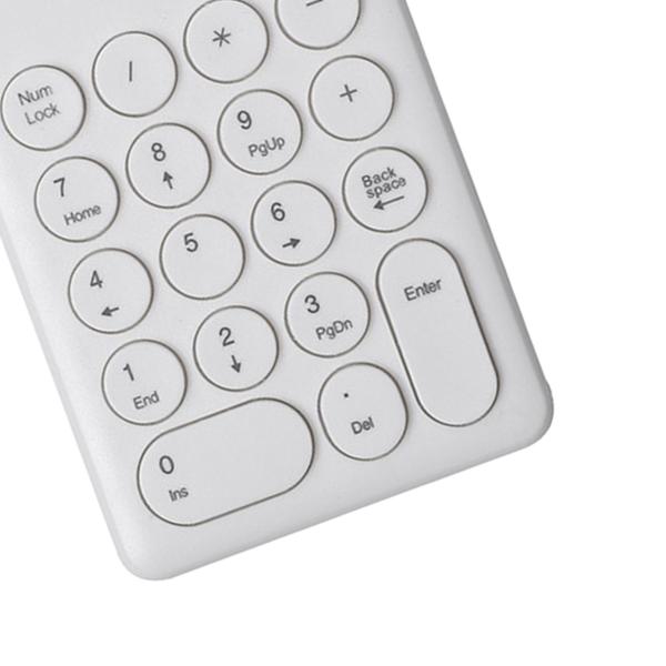ポータブル18キー2.4Gワイヤレステンキー番号PC用テンキーホワイト