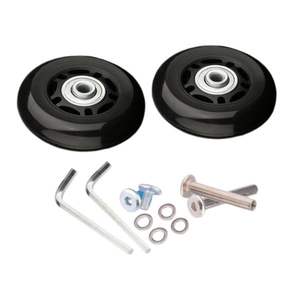 2x 荷物スーツケース ホイール 柔軟な耐摩耗性スイベル キャスター ブラック 70mmx24mm