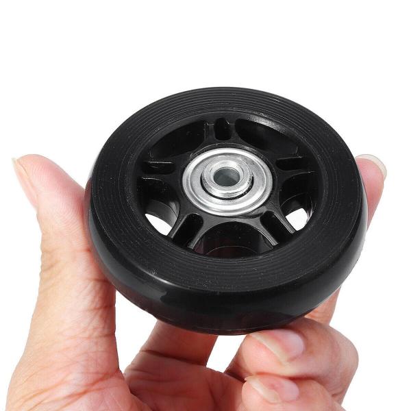 2x 荷物スーツケース ホイール 柔軟な耐摩耗性スイベル キャスター ブラック 90mmx24mm