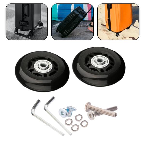 2x 荷物スーツケース ホイール 柔軟な耐摩耗性スイベル キャスター ブラック 90mmx24mm