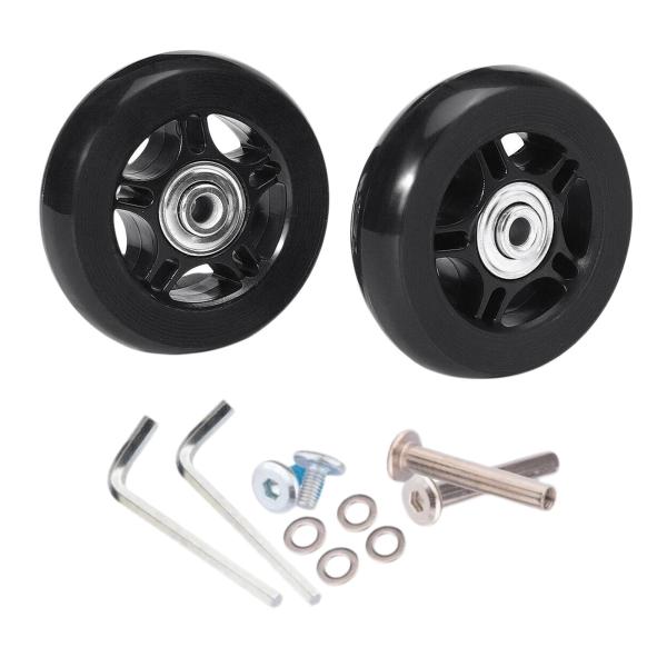 2x 荷物スーツケース ホイール 柔軟な耐摩耗性スイベル キャスター ブラック 90mmx24mm