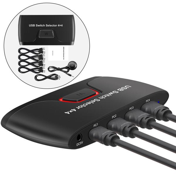 USB スイッチ セレクター PC 共有用の 4 ポート 耐久性のあるキーボード用のスペースを節約