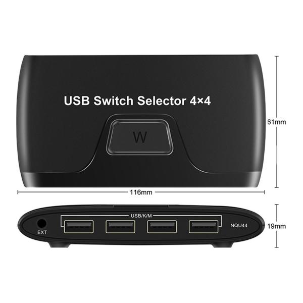 USB スイッチ セレクター PC 共有用の 4 ポート 耐久性のあるキーボード用のスペースを節約