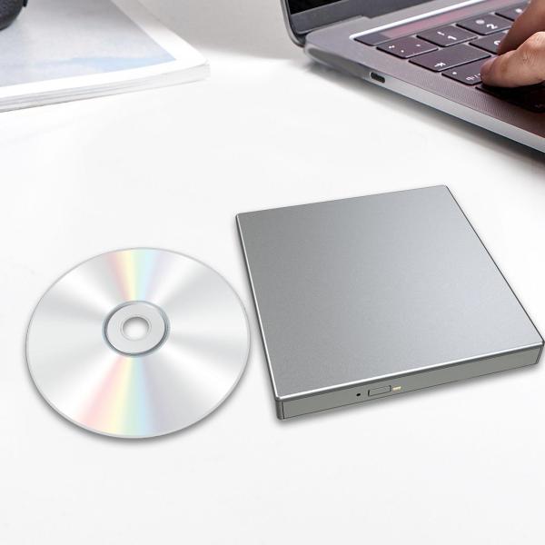外付け DVD ドライブ CD24x DVD16x USB 2.0 スリム CD バーナー デスクトップ ノートパソコン PC 用 シルバー