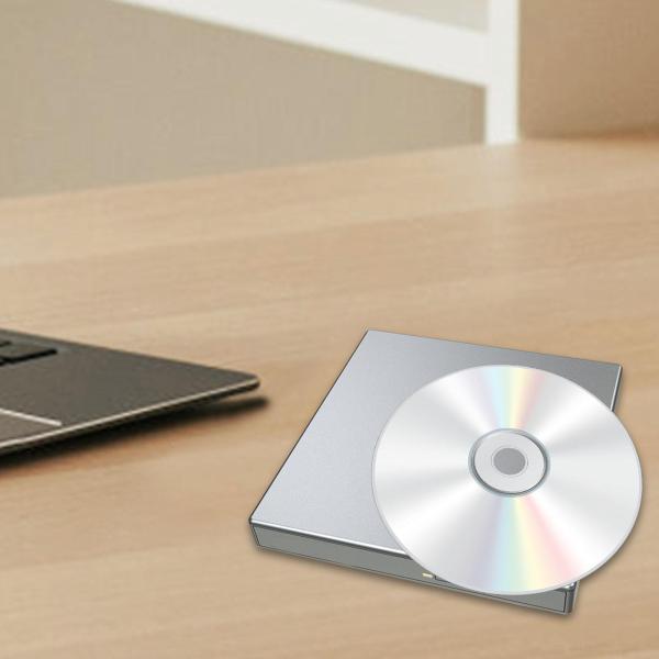 外付け DVD ドライブ CD24x DVD16x USB 2.0 スリム CD バーナー デスクトップ ノートパソコン PC 用 シルバー