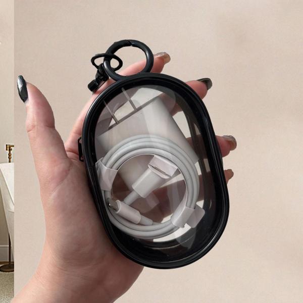 旅行用ケーブルオーガナイザー 実用的なイヤホンポーチ イヤホン用 リップスティックイヤホン 9.5cmx5.5cmx14cm ブラック