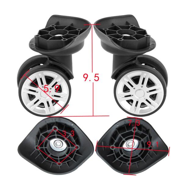 2x 荷物スーツケースホイール トロリー交換用ホイール 取り付け簡単 静かな荷物アクセサリー トロリーショッピングカート用