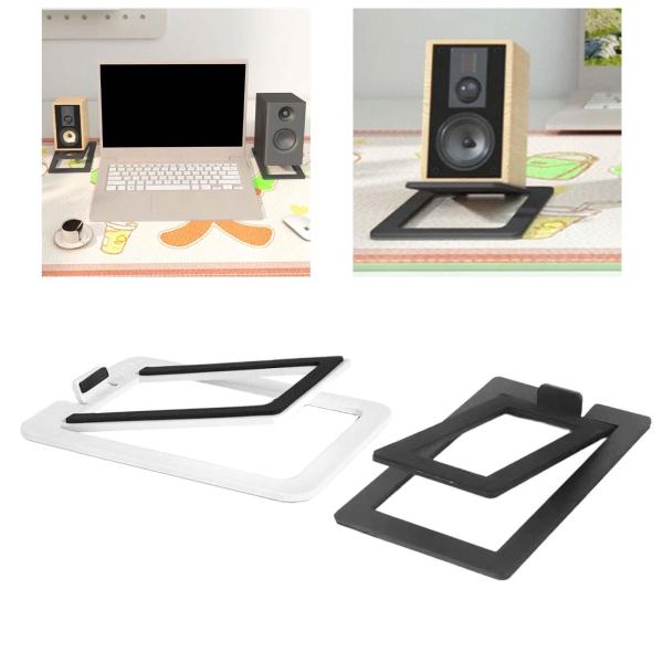 デスクトップスピーカースタンド 15.5cmx11.5cm 安定したパーツ PCスピーカー オフィス ホーム ホワイト
