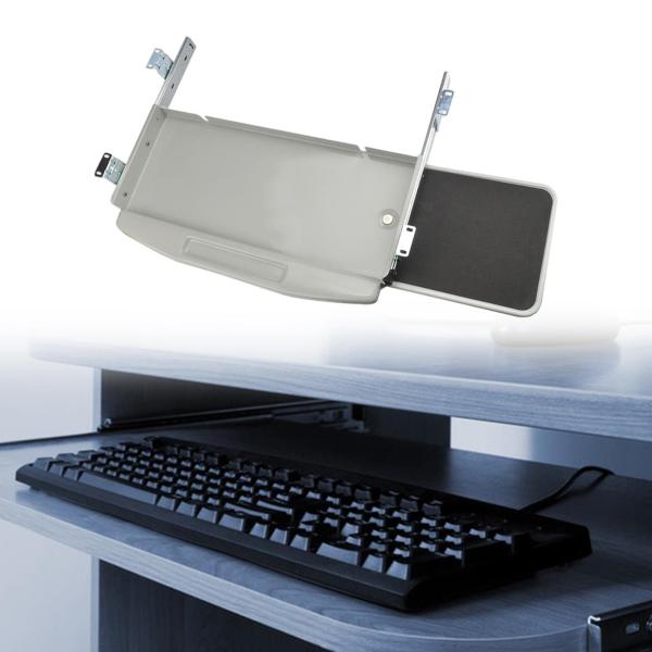キーボードトレイ デスク下 スライド式 コンピューターキーボードホルダー 在宅勤務用 グレー