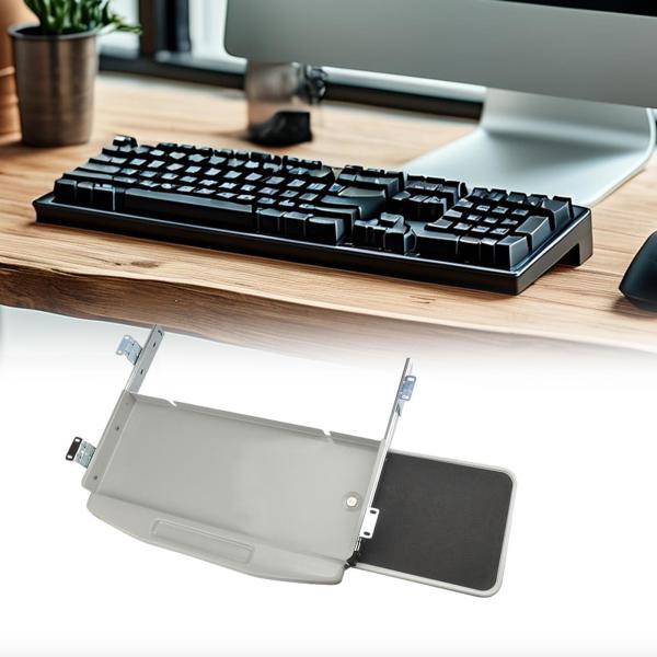 キーボードトレイ デスク下 スライド式 コンピューターキーボードホルダー 在宅勤務用 グレー