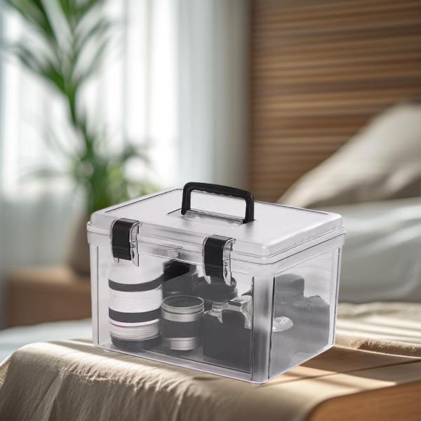 ハンドル付きカメラケース 防塵 デジタルカメラアクセサリー用 透明 32cmx24cmx21.5cm ロックなし