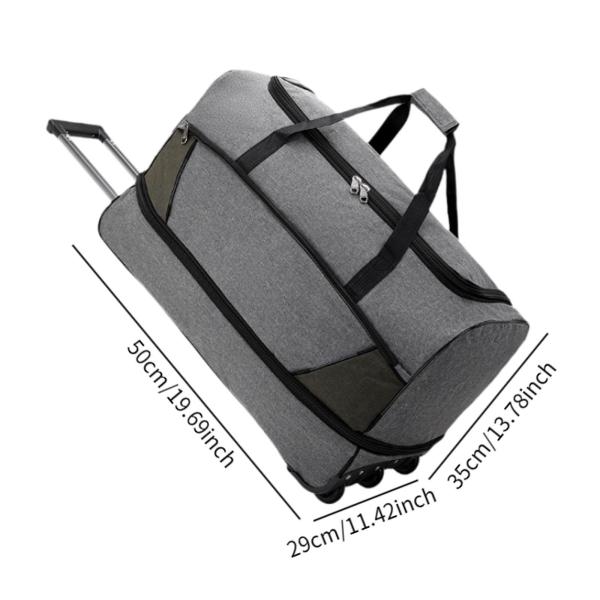 ホイール付きダッフルバッグハンドバッグピクニック屋外の男性用の大容量トロリーバッグSグレー