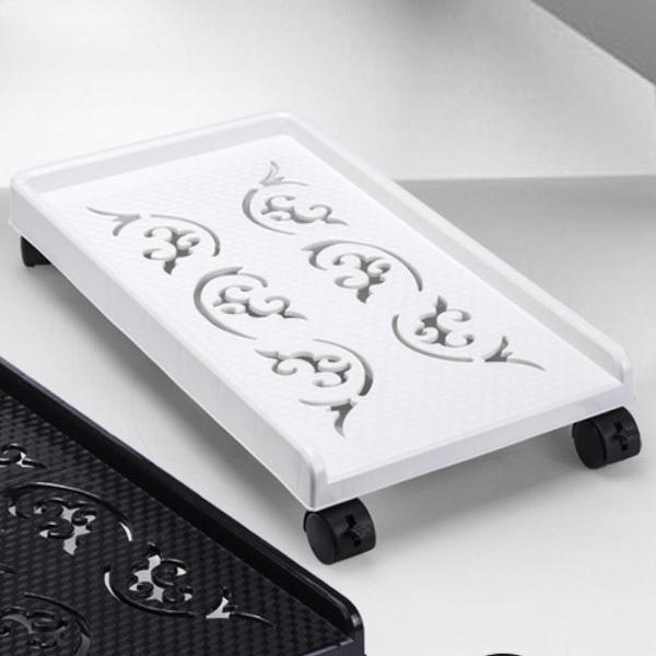コンピュータータワースタンド 収納ラック モバイルローリングホイール 頑丈なPCタワースタンド ホワイト