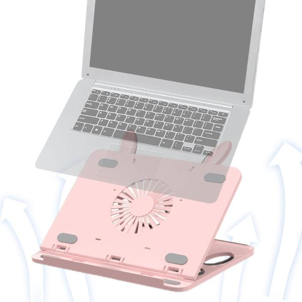 デスク用ノートパソコンスタンド 実用的な冷却機能付き多目的コンピューターノートブックスタンド ピンク