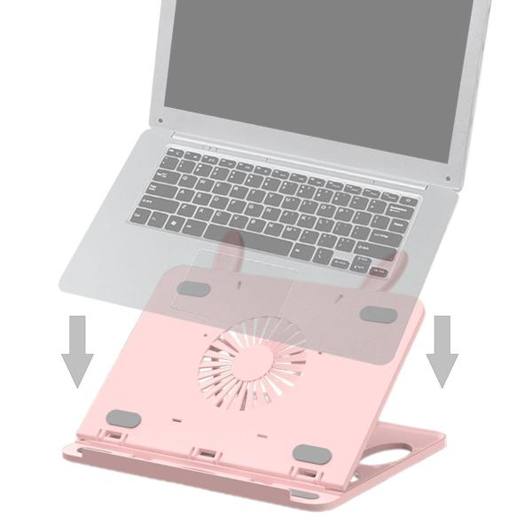 デスク用ノートパソコンスタンド 実用的な冷却機能付き多目的コンピューターノートブックスタンド ピンク