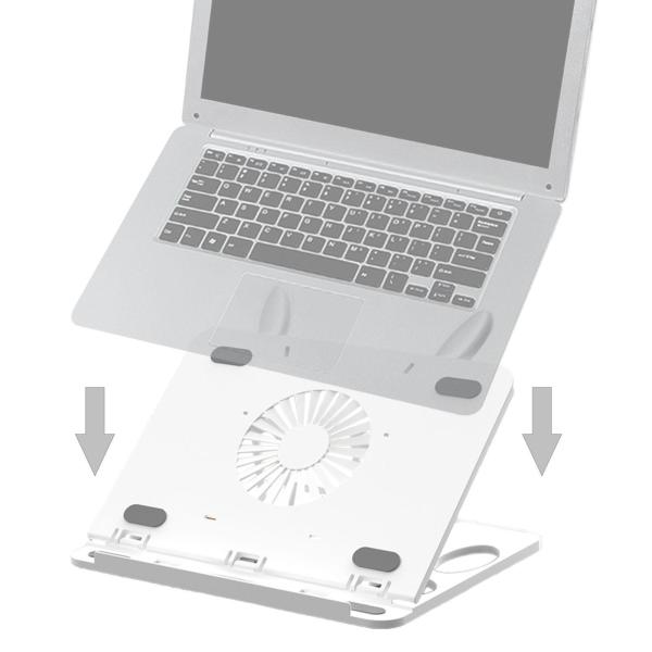 デスク用ノートパソコンスタンド 実用的な冷却機能付き 多目的コンピューターノートブックスタンド ホワイト