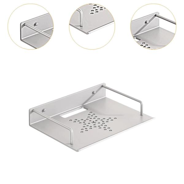 壁掛けプロジェクター棚ブラケット ルーター壁掛けDVDプレーヤー用 浴室用 33.5x21cm シルバー