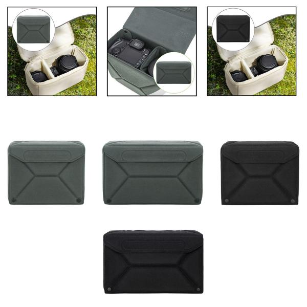 折りたたみ式カメラインサートバッグ ポータブル保護コンパートメント 旅行 耐衝撃 グレー M
