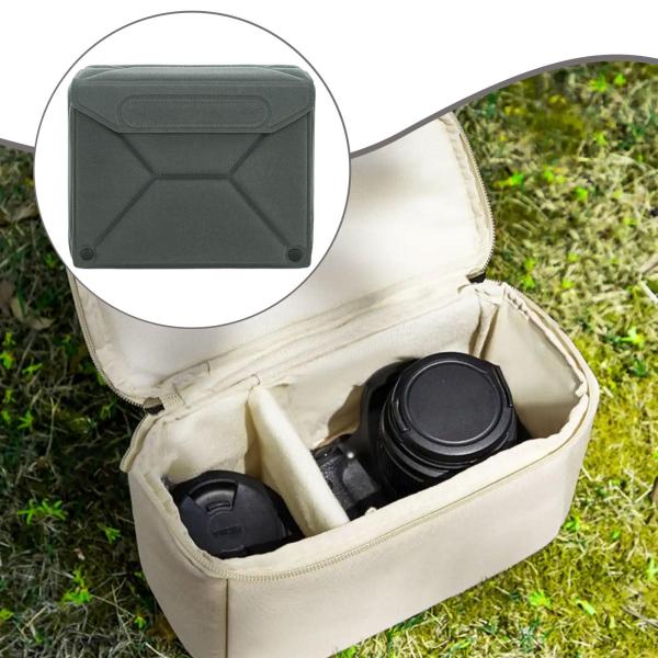 折りたたみ式カメラインサートバッグ ポータブル保護コンパートメント 旅行 耐衝撃 グレー M