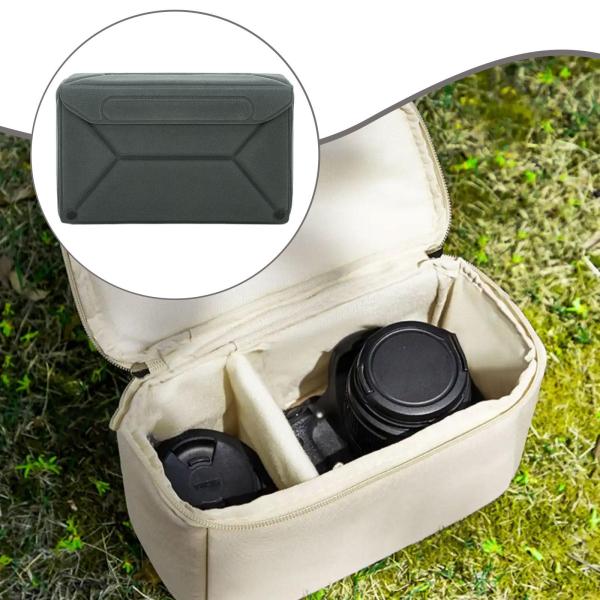 折りたたみ式カメラインサートバッグ ポータブル保護コンパートメント 旅行 耐衝撃 グレー L