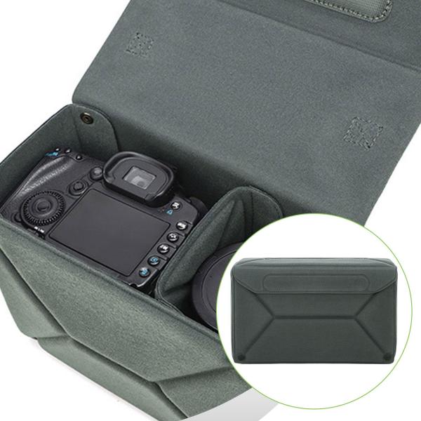 折りたたみ式カメラインサートバッグ ポータブル保護コンパートメント 旅行 耐衝撃 グレー L