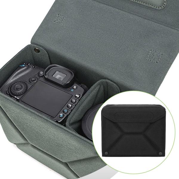 折りたたみ式カメラインサートバッグ ポータブル保護コンパートメント 旅行 耐衝撃 ブラック M