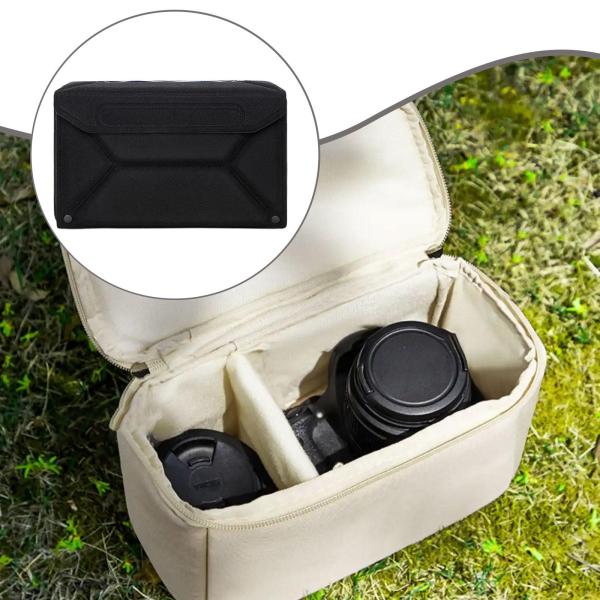 折りたたみ式カメラインサートバッグ ポータブル保護コンパートメント 旅行 耐衝撃 ブラック L