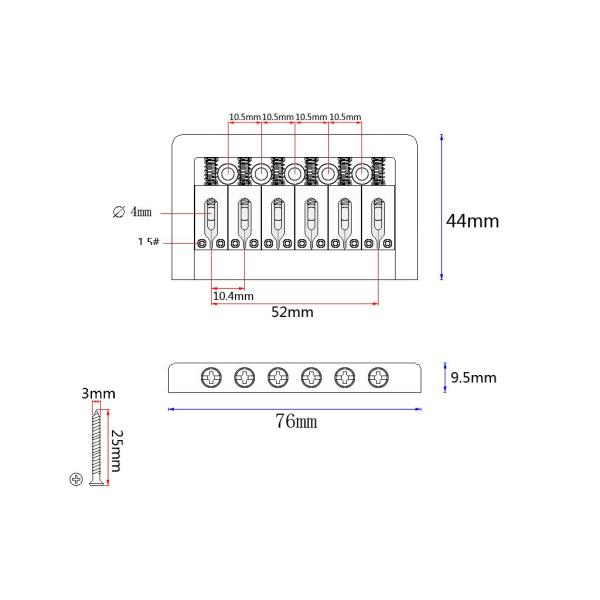 6弦エレクトリックギター用 耐久性 固定橋 サドル ねじ レンチ付き 品質保証 耐久性