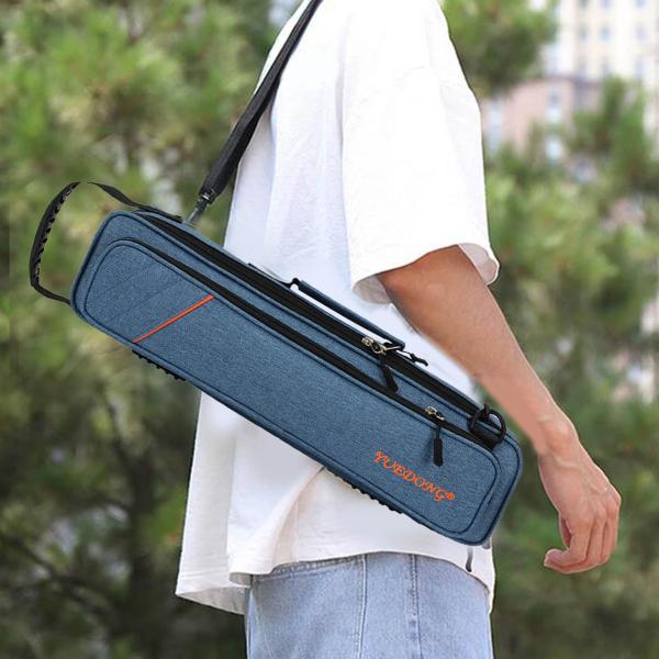 フルートケース軽量フルートアクセサリーポータブル耐摩耗性ダークブルー