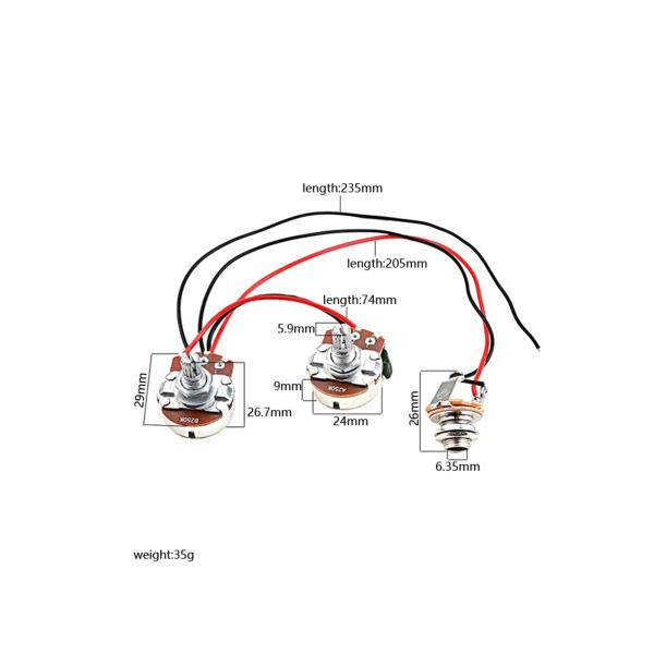プロフェッショナル ギター ポテンショメータ オーディオ ボリューム ギター ワイヤリング ハーネス 1V1T ジャック ベース パーツ ア
