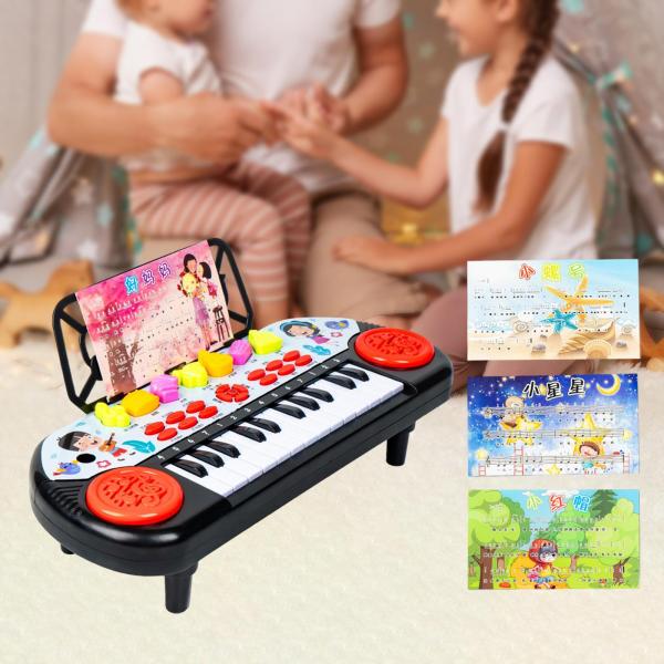 キッズピアノキーボード、初心者向けの音楽学習教育玩具24キーポータブルピアノ電子キーボード、ピアノシート付き、誕生日プレゼント｜stk-shop｜02