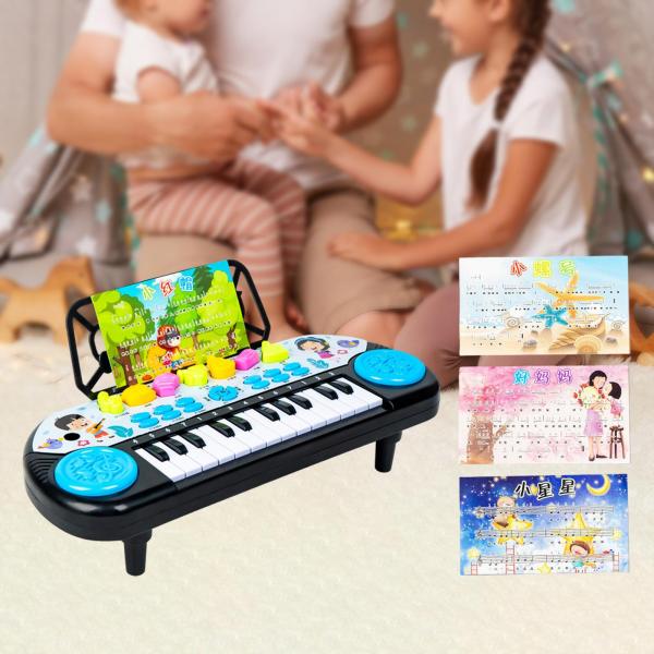 キッズピアノキーボード、初心者向けの音楽学習教育玩具24キーポータブルピアノ電子キーボード、ピアノシート付き、誕生日プレゼント｜stk-shop｜03