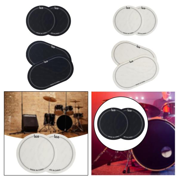 2x ドラムヘッドパッチ耐衝撃性バスドラムパーツドラムヘッドプロテクターブラック 9.6 センチメートル