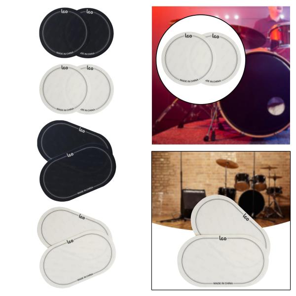 2x ドラムヘッドパッチ耐衝撃性バスドラムパーツドラムヘッドプロテクターブラック 9.6 センチメートル
