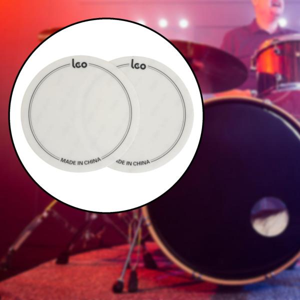 2x ドラムヘッドパッチ耐衝撃性バスドラムパーツドラムヘッドプロテクターホワイト 9.6 センチメートル