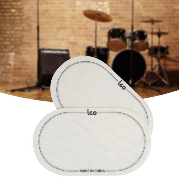 2x ドラムヘッドパッチ 耐衝撃性 バスドラムパーツ用 ドラムヘッドプロテクター ホワイト 15.7cmx9cm
