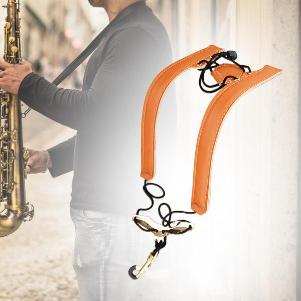 サックスネックストラップ プロフェッショナルユニバーサルショルダーストラップ アルトクラリネット用 ブラウン