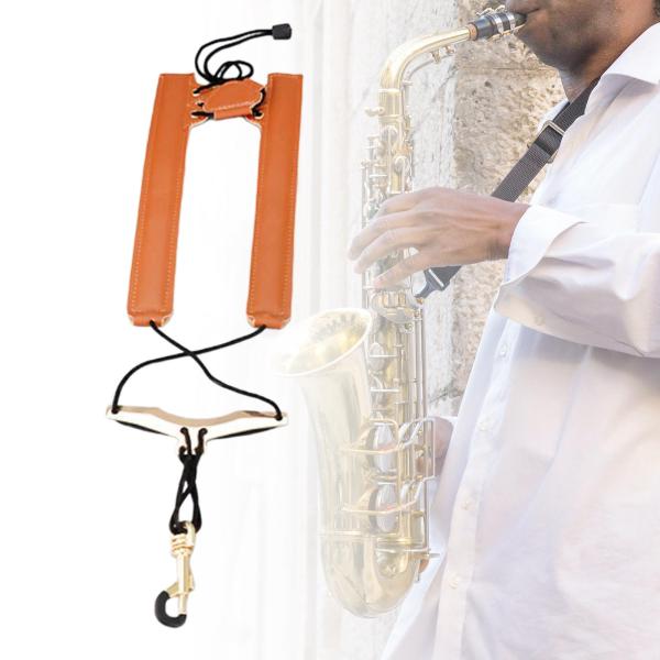 サックスネックストラップ プロフェッショナルユニバーサルショルダーストラップ アルトクラリネット用 ブラウン