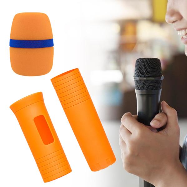 パーティーステージスタジオ用スポンジフォームカバー付きハンドヘルドマイク保護スリーブオレンジ