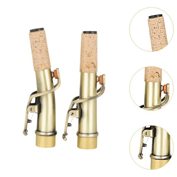 2ピース ソプラノサックスネック ヴィンテージ ストレートカーブサックスネック 交換用パーツ サックスマウスピースとサックス用ネック