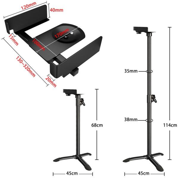 クランプ式スピーカースタンド オーディオ機器アクセサリー オフィス スタジオ 寝室用 68〜114cm