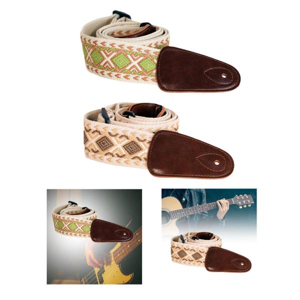 ギターストラップ 刺繍 コットン ギターストラップ ウクレレ ベース アコースティックギター用 パターン A