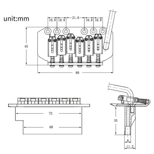 ギタートレモロブリッジセット 6 弦エレキギター固定ハードテイルブリッジブラック